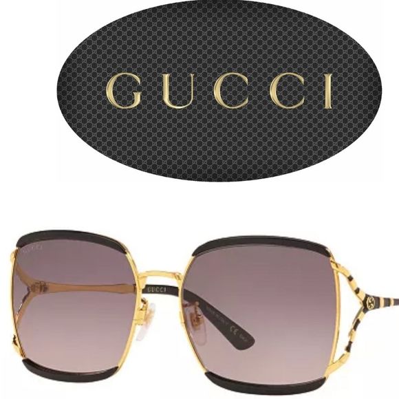 Gucci Gold Oversize Sunglasses - Picture 1 of 12